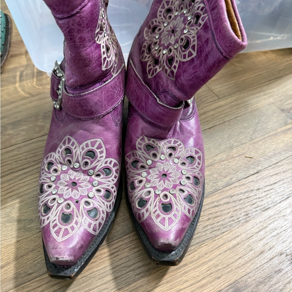 Purple Women's Boots with Intricate Design